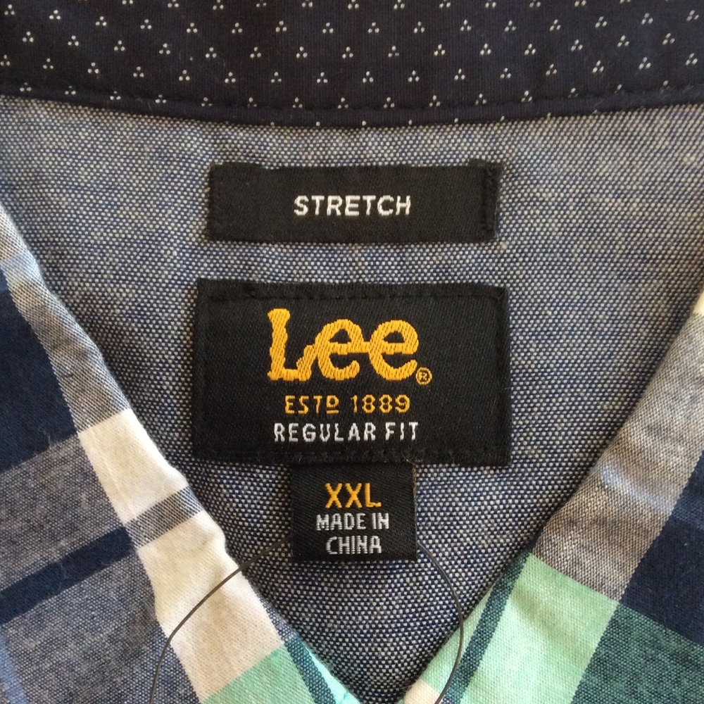 Men’s Lee Short Sleeve Shirt Green/Blue NWT - Picture 5 of 6